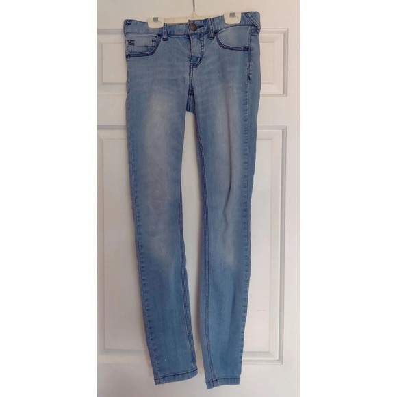 Free People Women's Jeans 27 Skinny Jean Mid Rise Light Blue Rustic Distressed - Picture 3 of 16